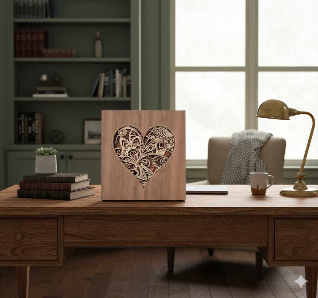Multilayered Wood Heart Mandala Wall Art (custom)