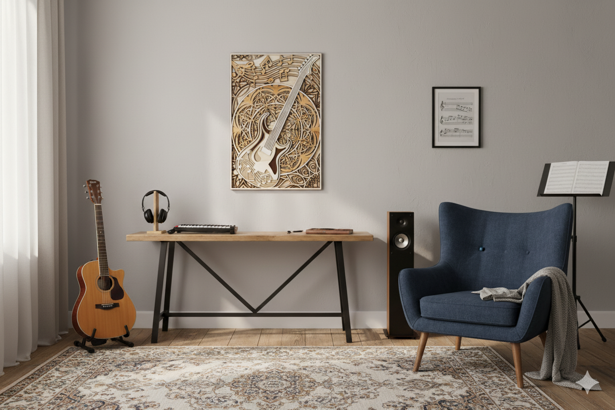 Multilayered Guitar Wall Art (custom)